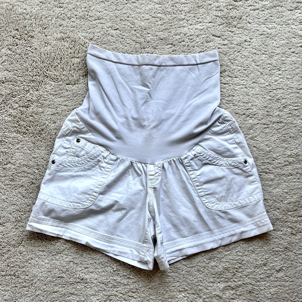 White maternity shorts